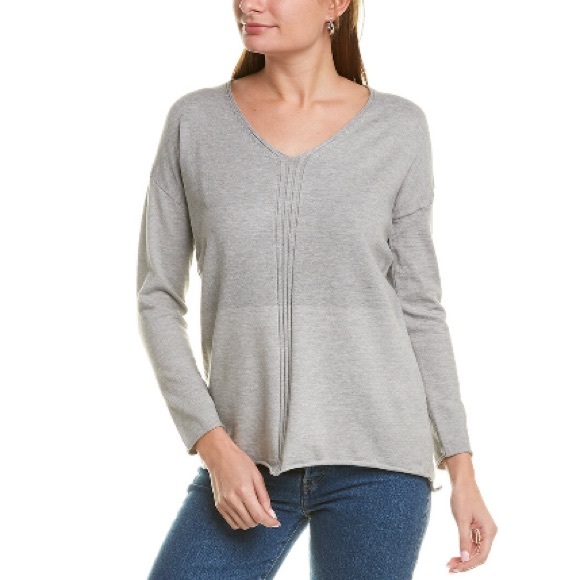 Joan Vass Sweaters - Joan Vass Dropped-Shoulder Sweater in Gray (XL)